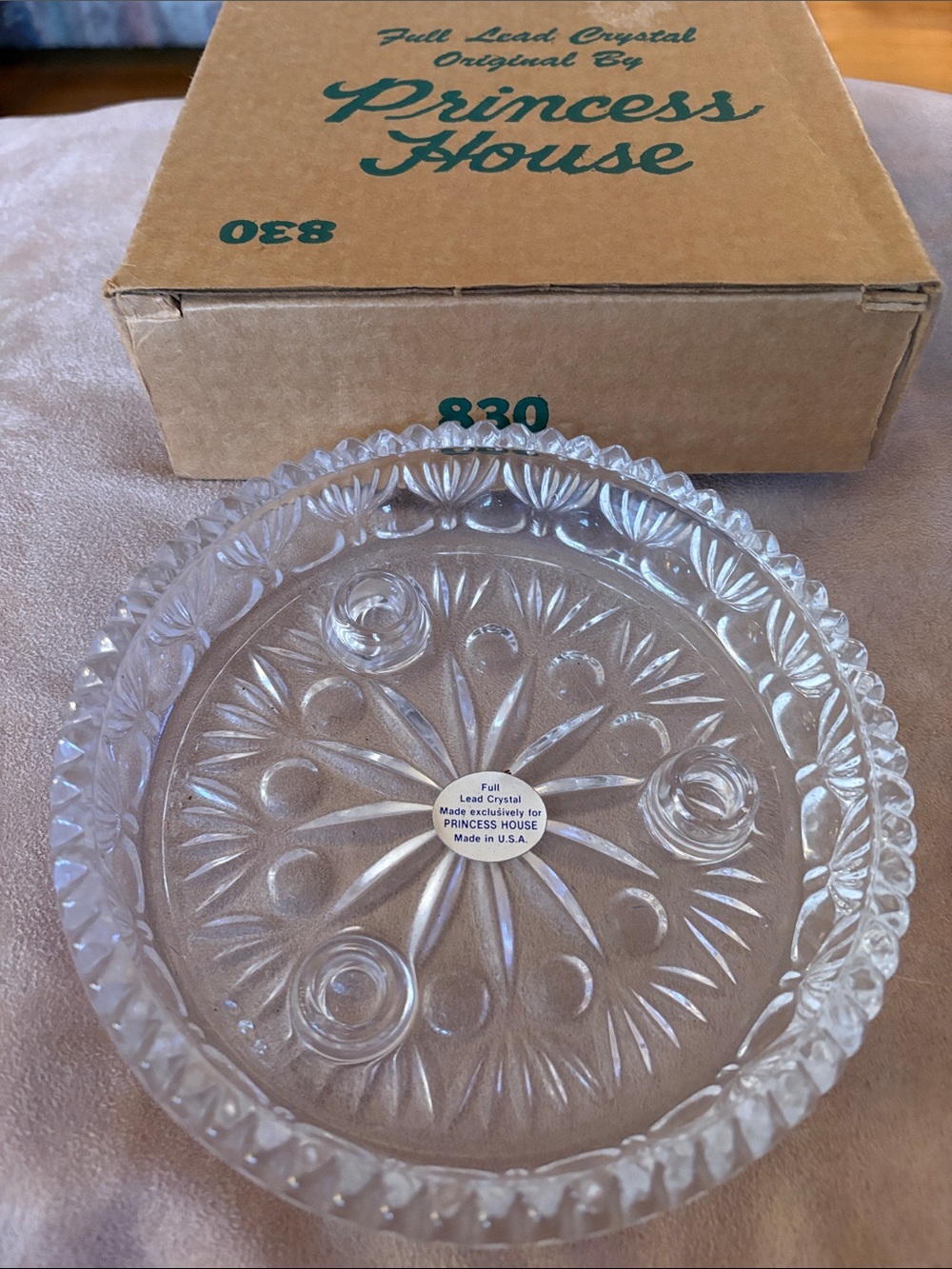 Princess House Clear Crystal Candle Holder with box